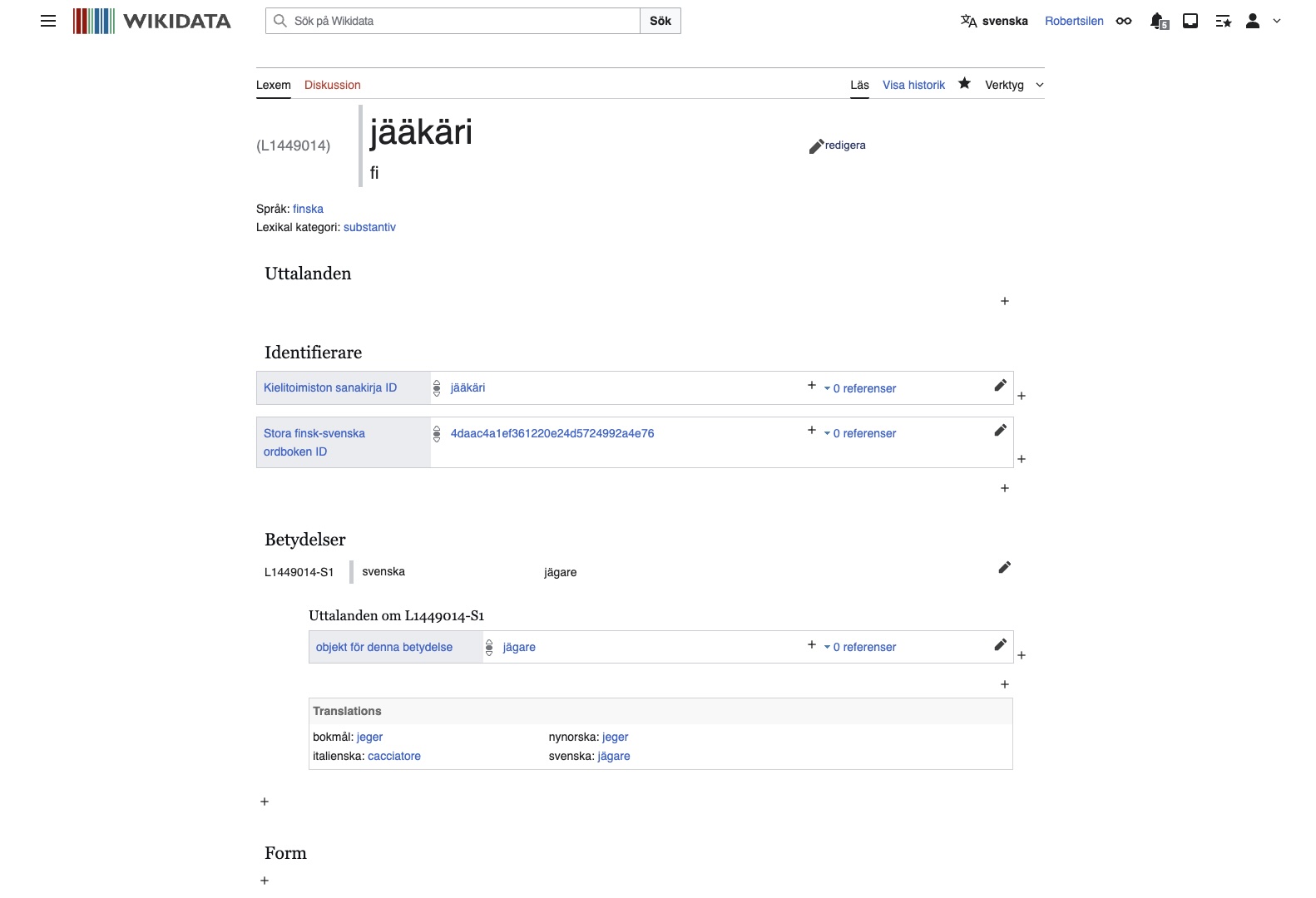 Jääkäri in Wikidata