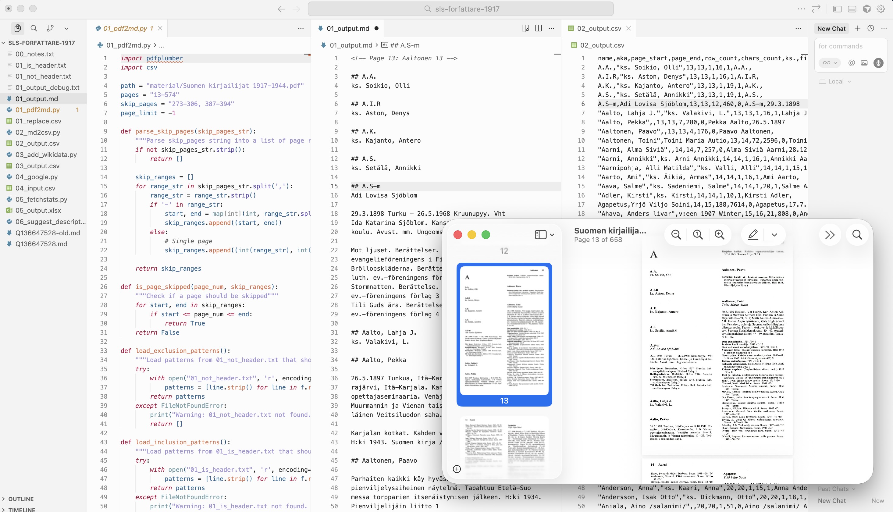 Vorverarbeitung in Cursor des Autorenmaterials